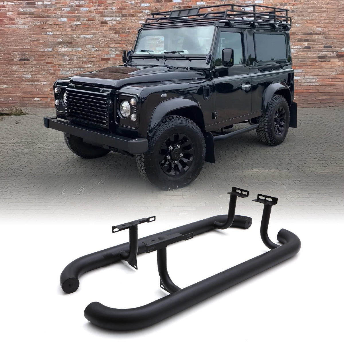 Matte Black 3" Side Bars for Land Rover Defender 90 L316 83-16