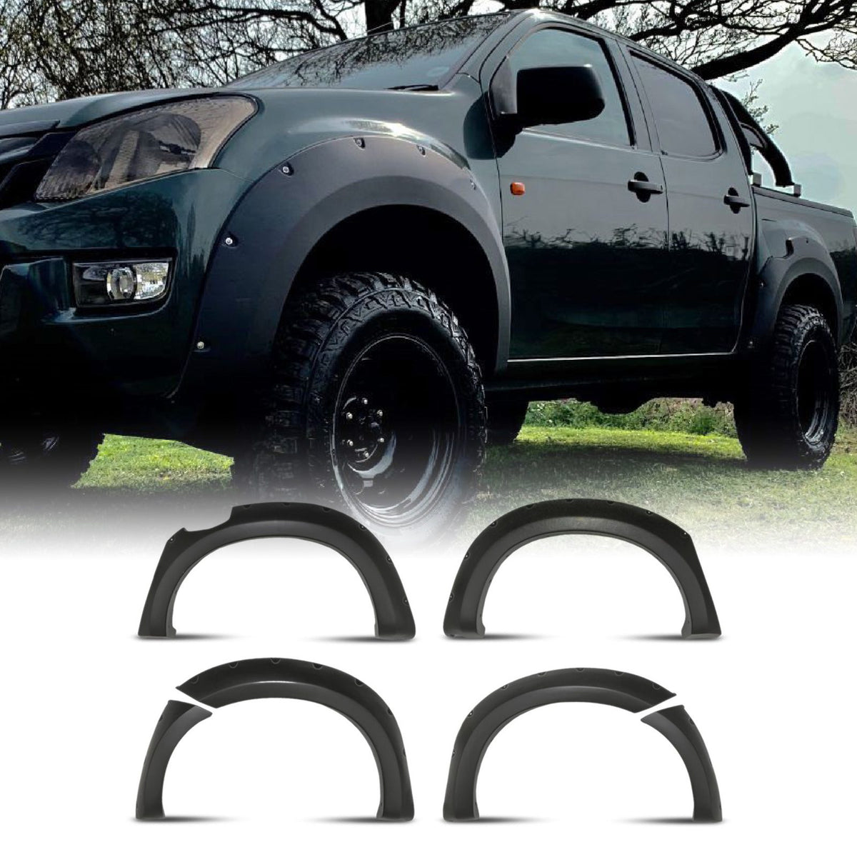 60mm Matte Black Wheel Arch Kit for Isuzu D Max 2012-15