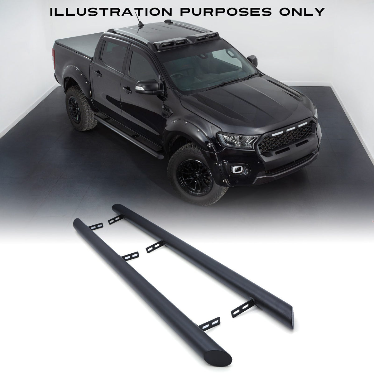 Matte Black 3" Side Bars for Ford Ranger T9 Double Cab 2023+