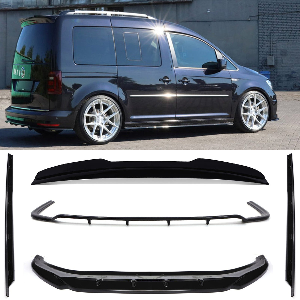 Front &amp; Rear Aero Body Kit for VW Caddy MK5 LWB Tailgate 2020+