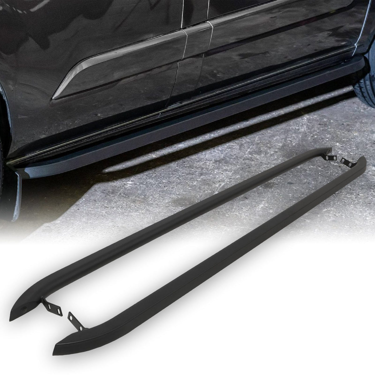 Matte Black Trapezoid Side Bars for Ford Transit Custom SWB 2013+