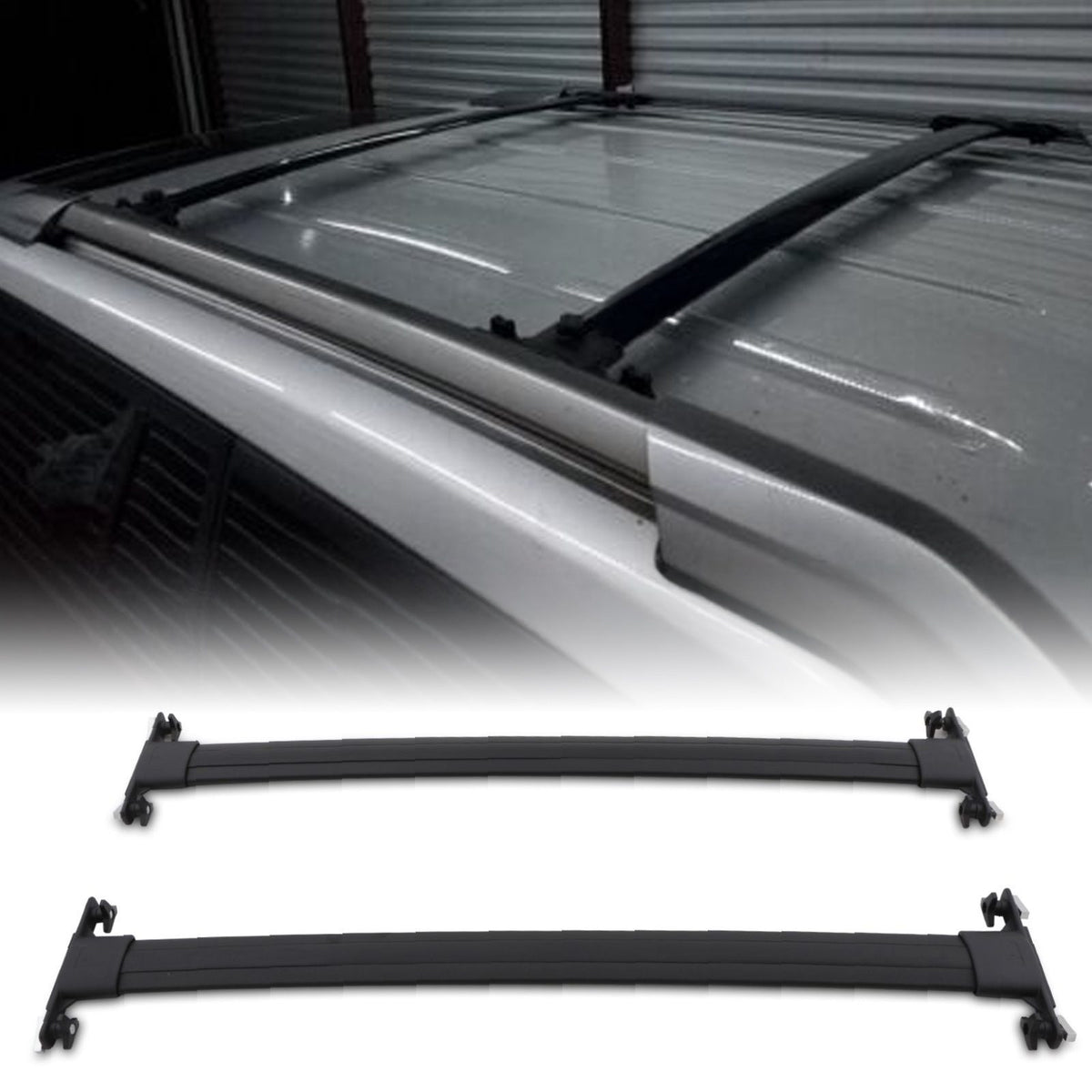 Black Roof Cross Bars for Hyundai Santa Fe MK3 13-18