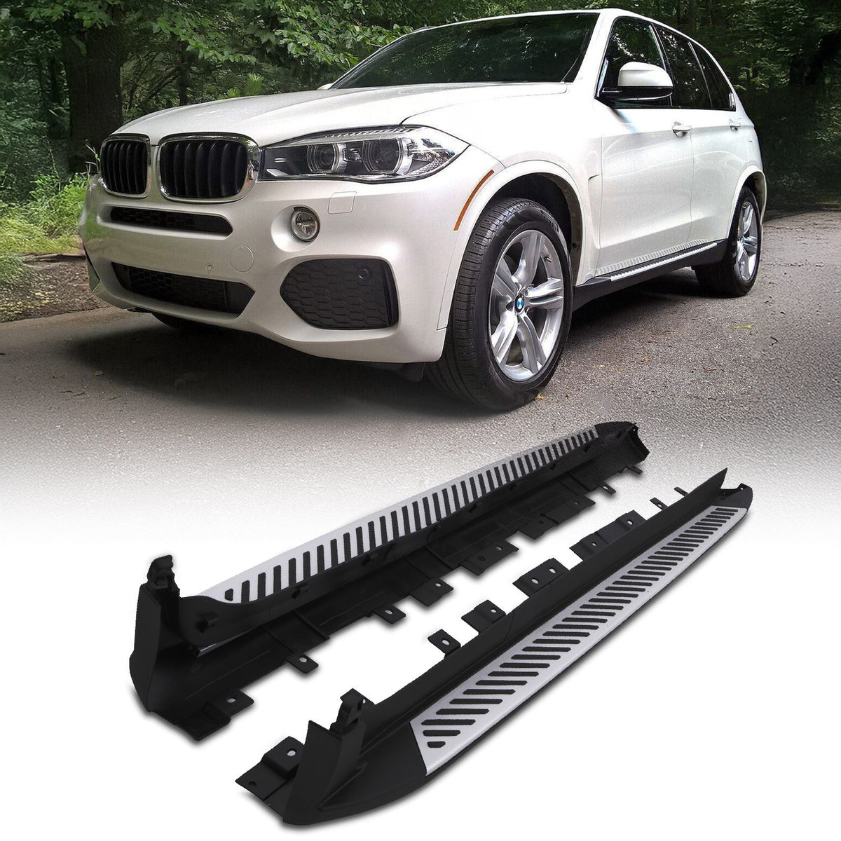 Black &amp; Silver Side Steps for BMW X4 F26 14-18