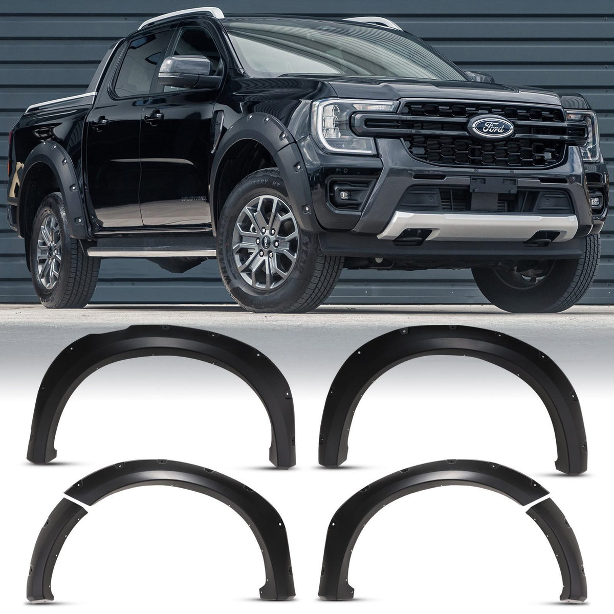 90mm Matte Black Wheel Arches for Ford Ranger T9 Wildtrak 2023+