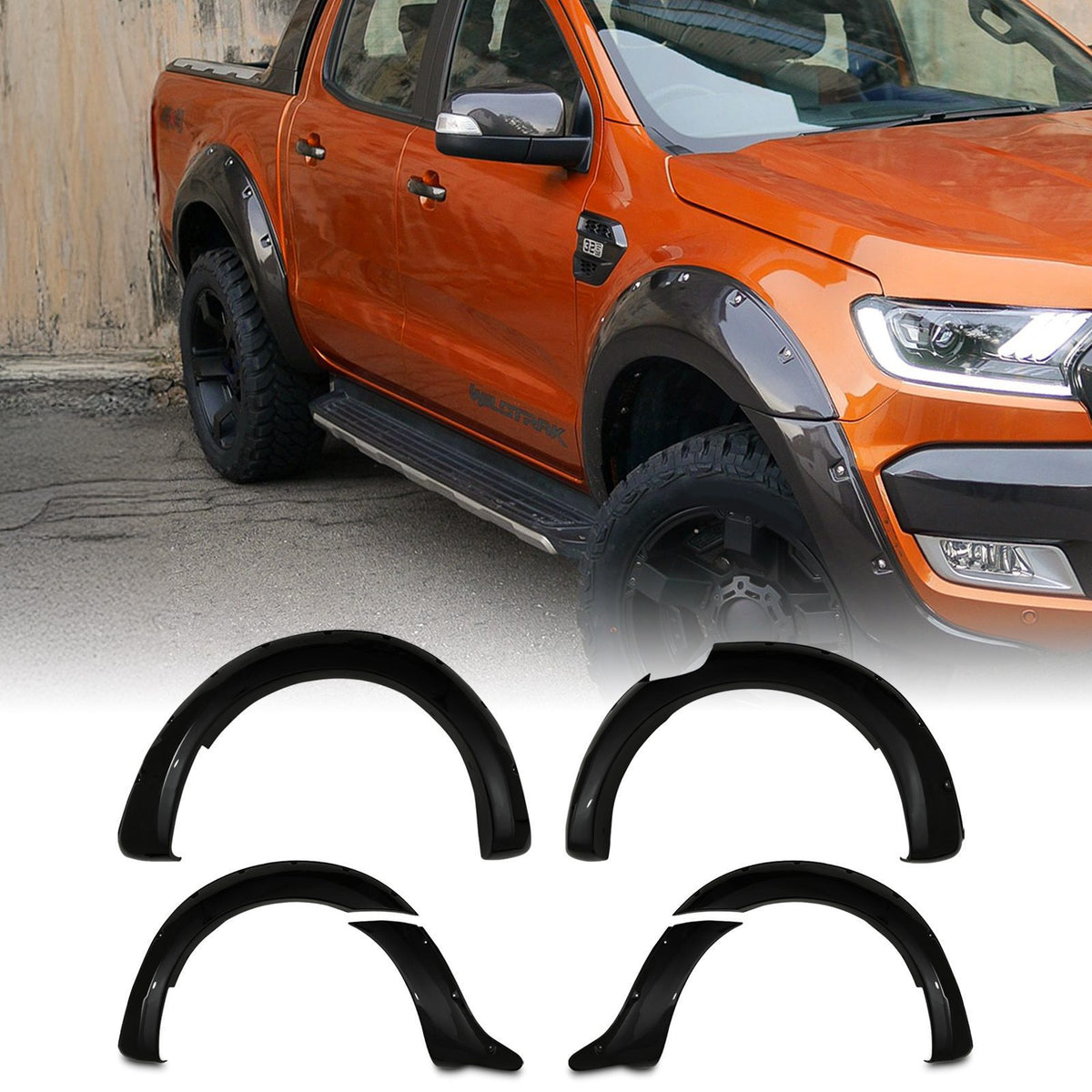 90mm Gloss Black Wheel Arch Kit for Ford Ranger T7 15-17