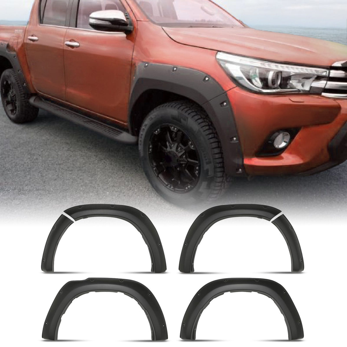 Matte Black Wheel Arches Kit for Toyota Hilux MK8 2021+