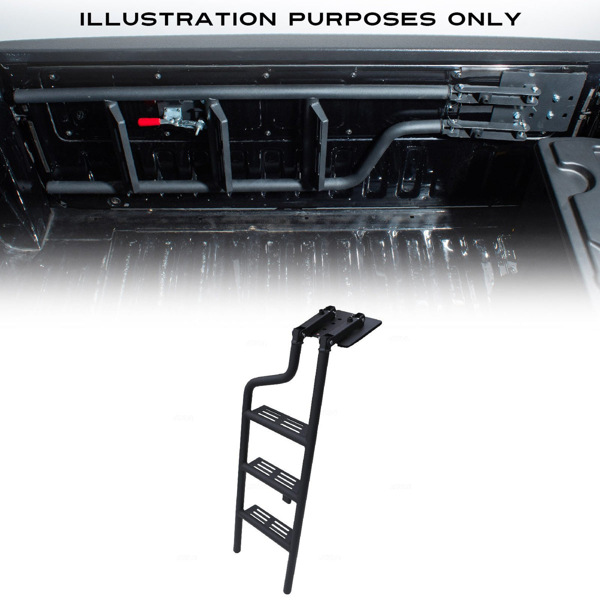 Black Rear Tailgate Folding Ladder for Toyota Hilux Vigo Revo MK7 MK8 MK9 2005+
