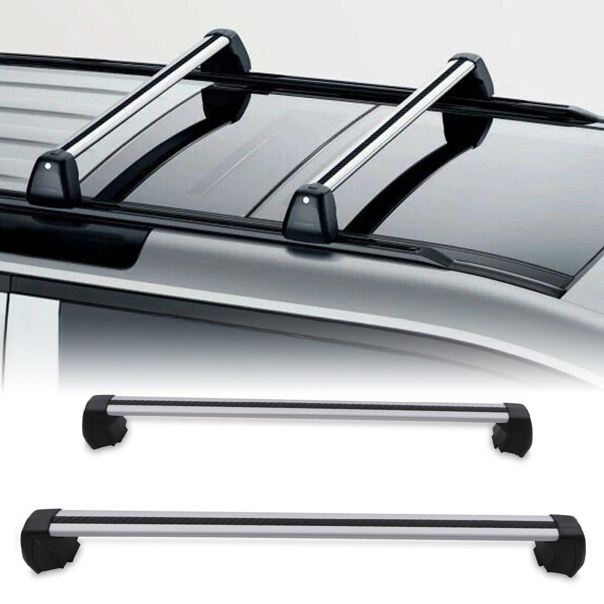 Full Length Silver And Black Cross Bars for Land Rover Defender 90 L663 2020+