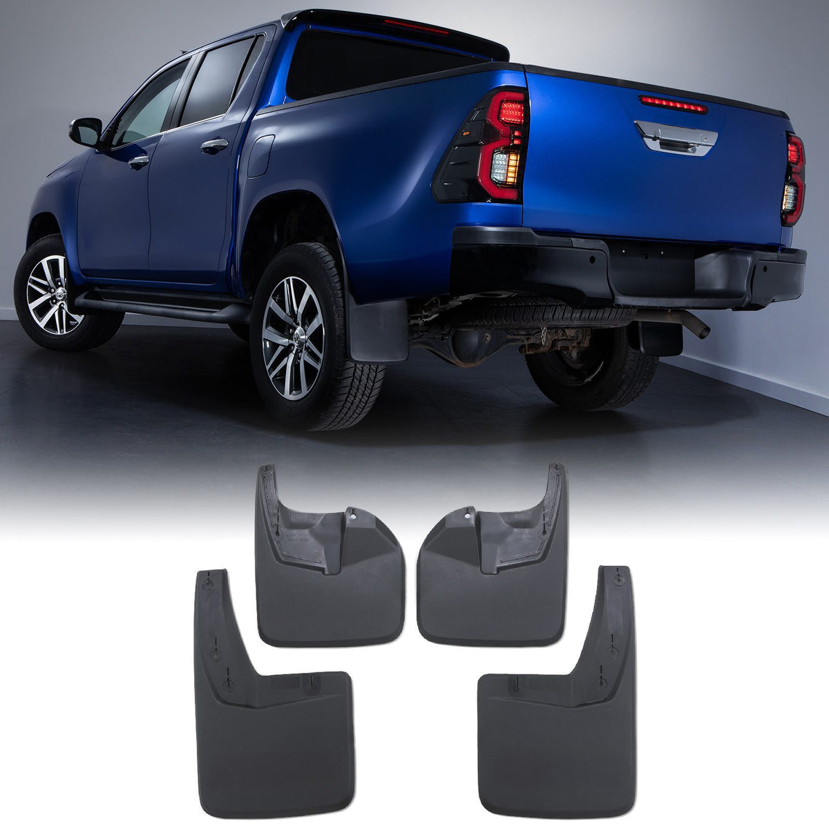Black Mud Guard Flaps for Toyota Hilux Revo MK8 15-21