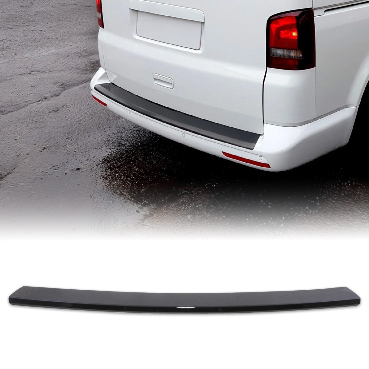 Gloss Black Rear Bumper Protector for VW Transporter T5 &amp; T6 03+