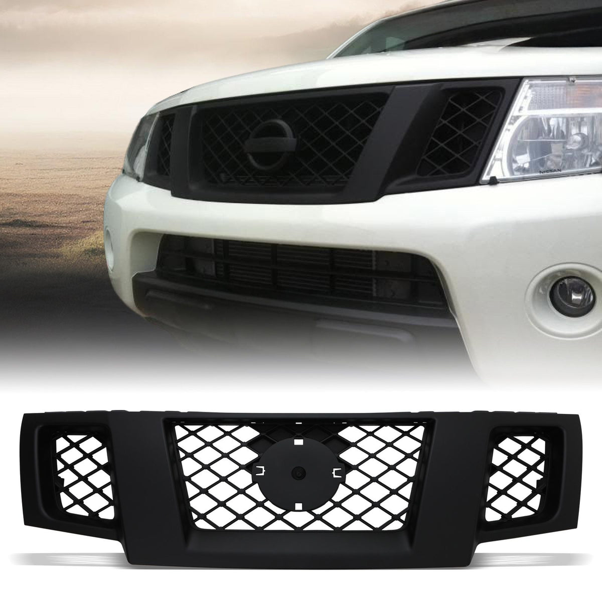 Matte Black Front Grille for Nissan Navara D40 05-10