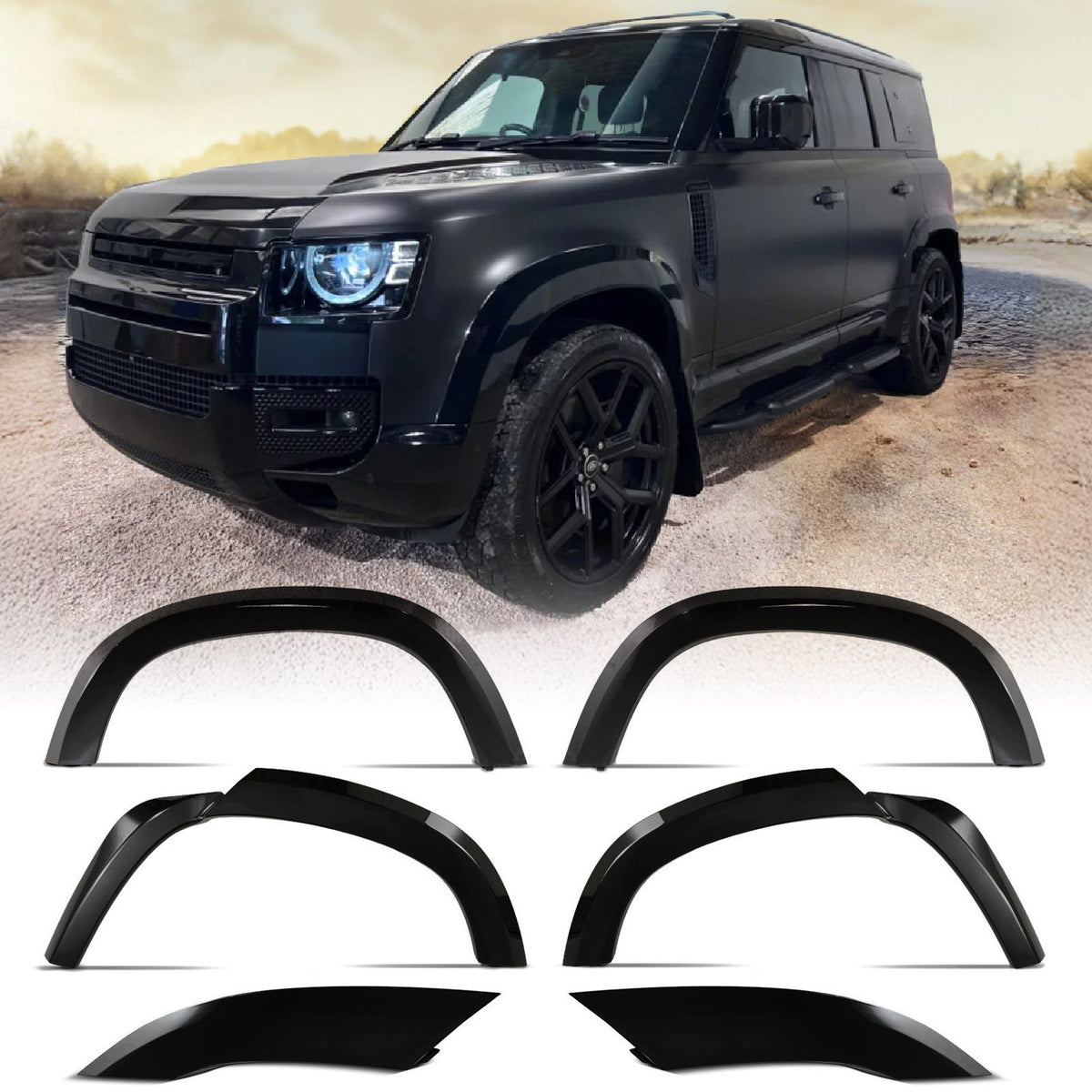 Gloss Black Wide Wheel Arch Kit for Land Rover Defender 130 L663 2020+