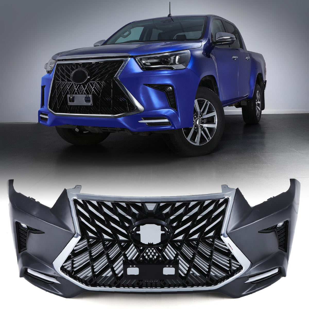 Lexus Front Bumper Conversion with Facelift Lights for Toyota Hilux MK8 MK9 2015+