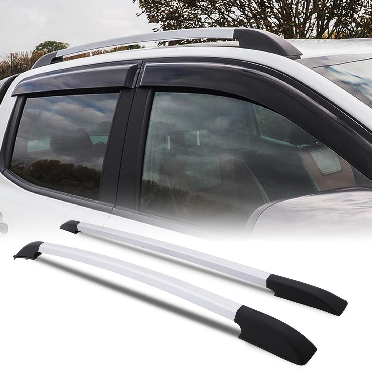 Silver Roof Rails for Ford Ranger T6 T7 T8 2012-2021