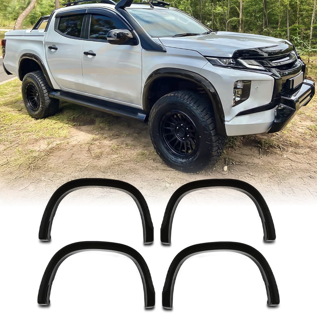 Gloss Black Slim Wheel Arches for Mitsubishi L200 Series 6 19-23