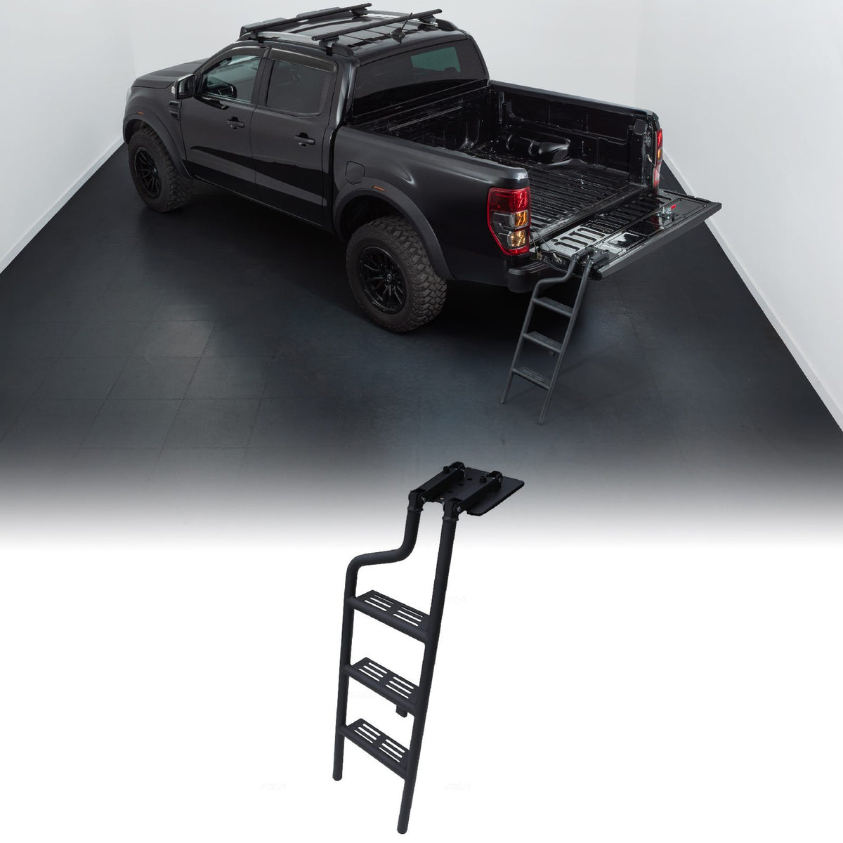 Black Rear Tailgate Folding Ladder for Ford Ranger T6 T7 T8 T9 2012+