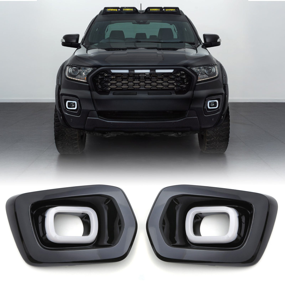 LED DRL Fog Light Surrounds for Ford Ranger T8 18-22