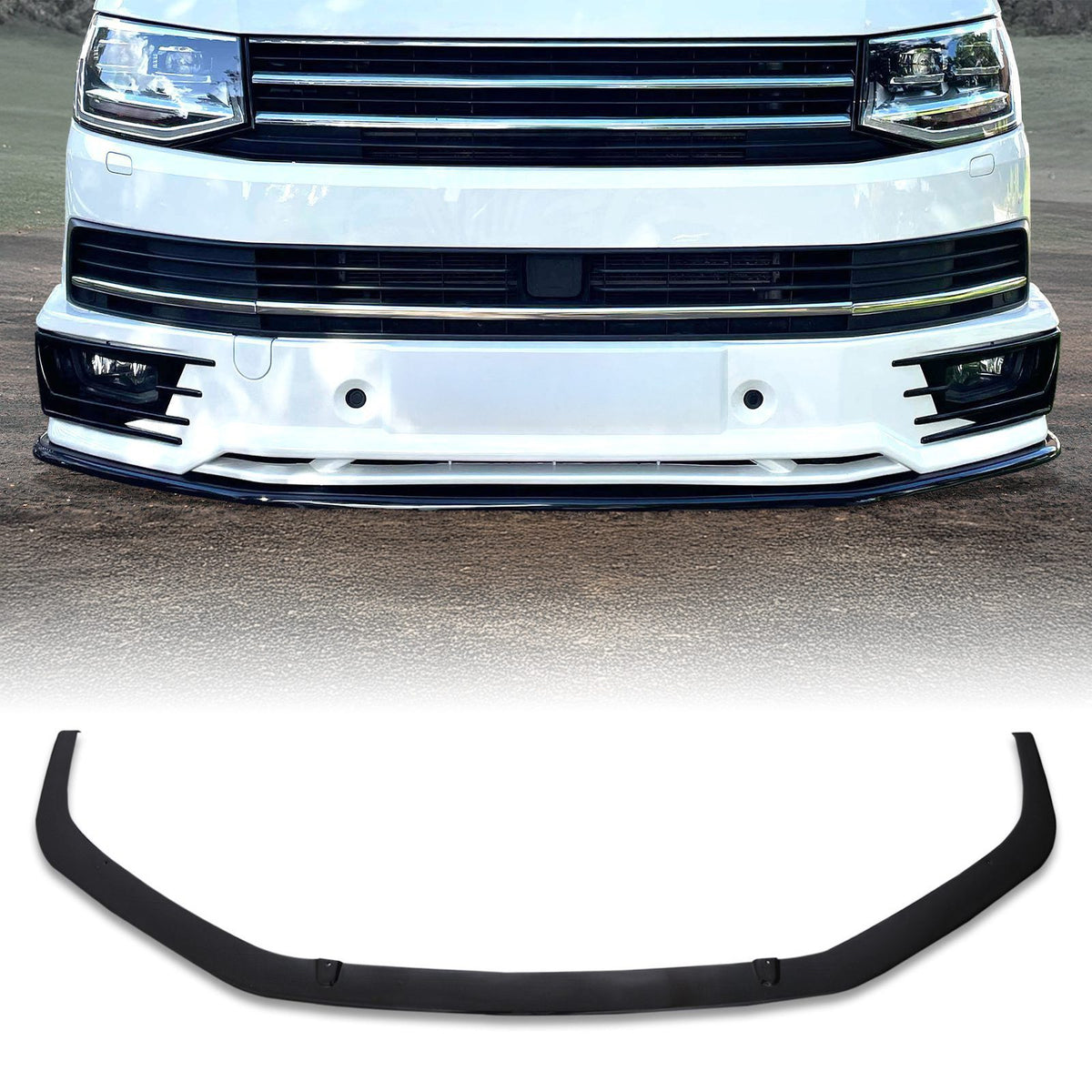 Sportline Style Front Lip - Gloss Black for VW Transporter T6 16-19