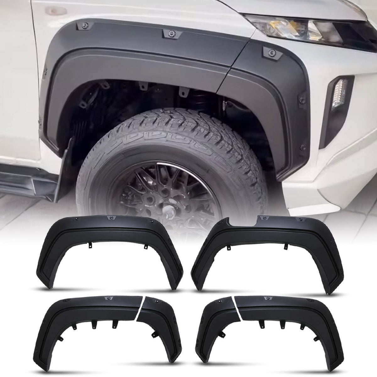 Rivet Style Black Wheel Arches for Mitsubishi L200 Triton Series 6 2019+