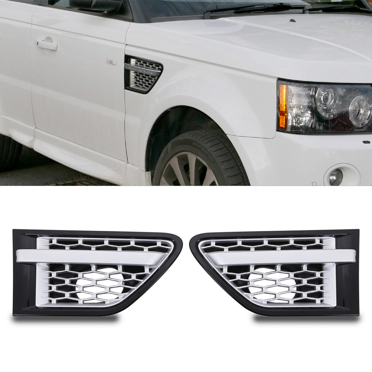 Black &amp; Silver Wing Side Air Vents for Range Rover Sport 10-13