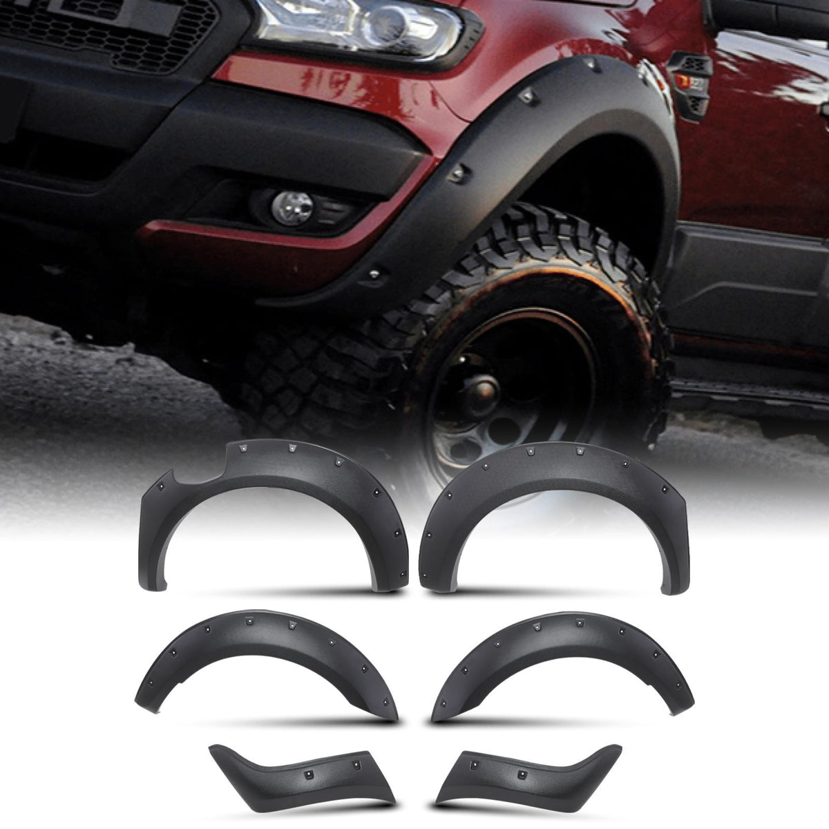 Black Gloss Fender Flare Kit for Ford Ranger T8 2019+