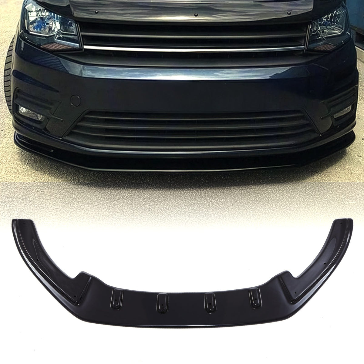 Gloss Black Front Splitter for Volkswagen Caddy MK3 10-15