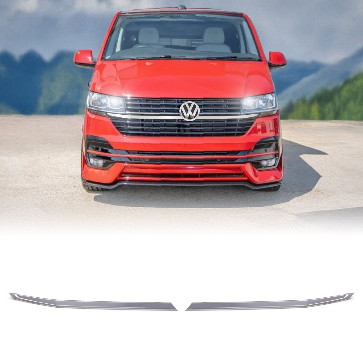 Chrome 2 Piece Long Grille Trims for VW Transporter T6.1 19-24