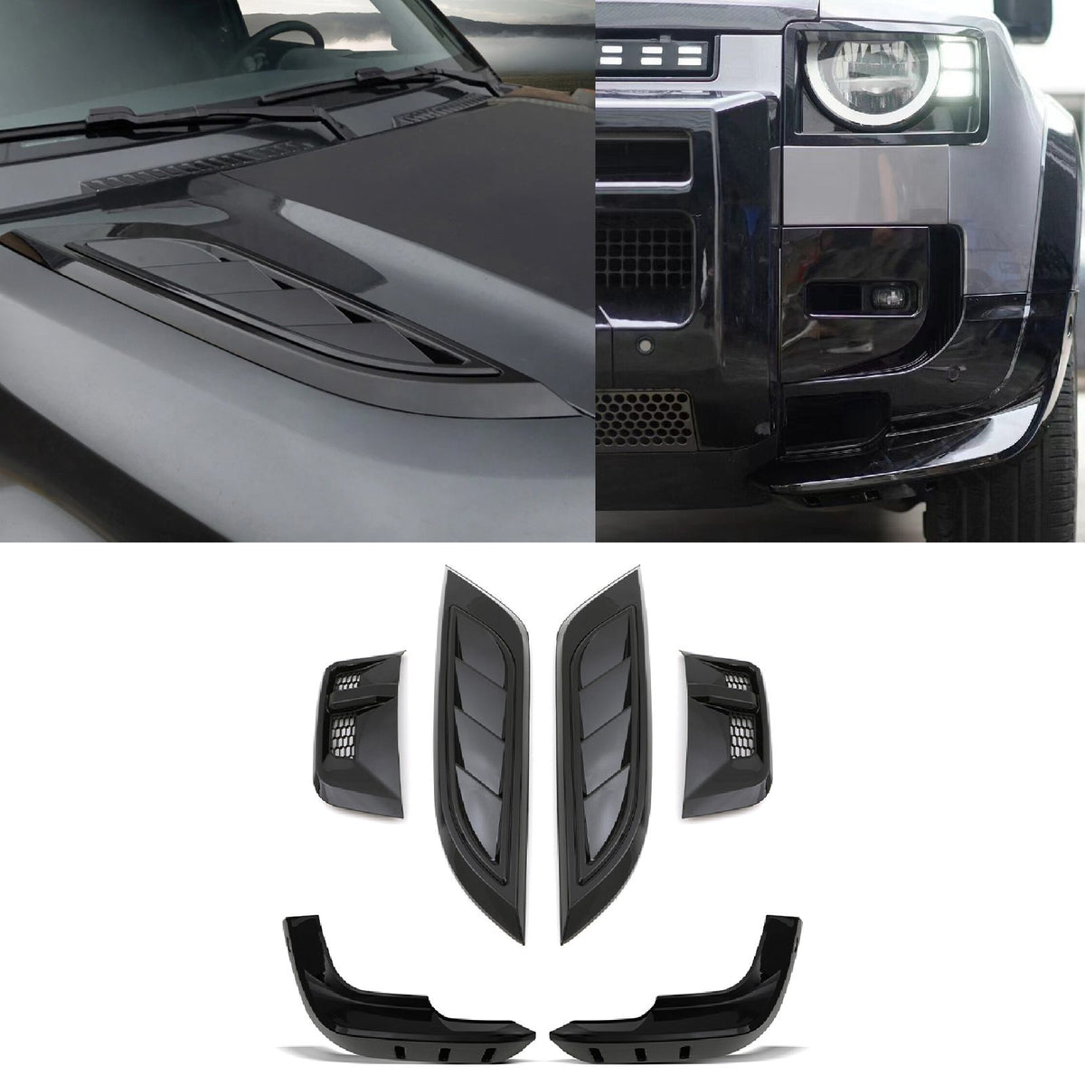 Gloss Black Front Trim Kit for Land Rover Defender L663 2020+