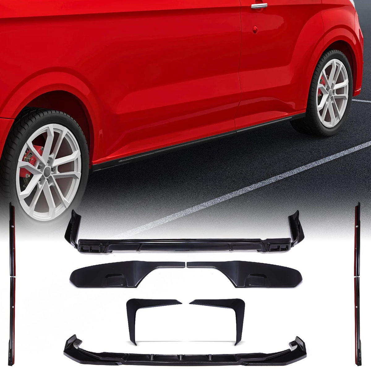 Front &amp; Rear Aero Body Kit for Ford Transit Custom LWB Barn Door MK2 2023+