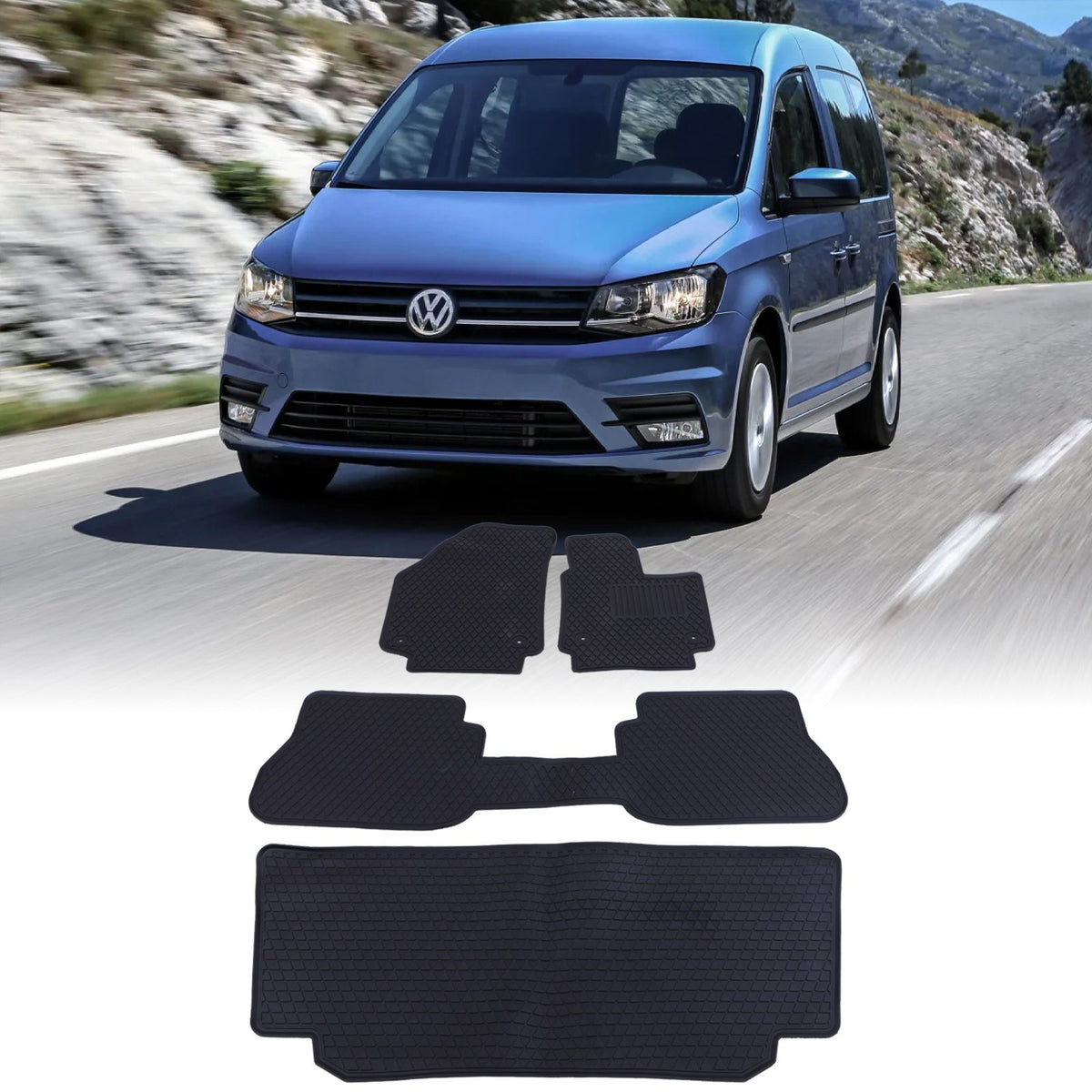 Rubber Floor Mats for VW Caddy Maxi Life 08-20