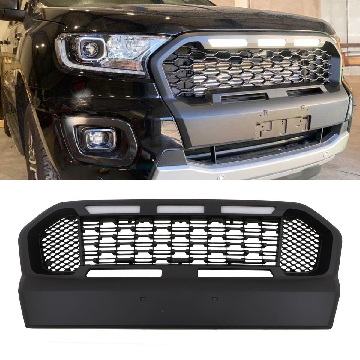 Black Grille With LED Lights for Ford Ranger T7 15-18