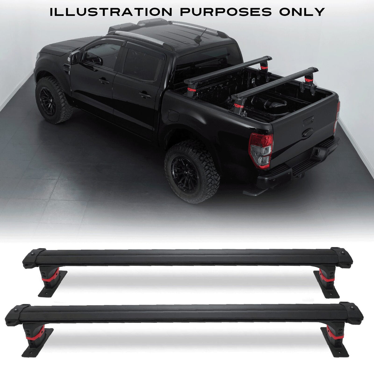 Heavy Duty 200kg Truck Bed Rail Cross Bars for Mitsubishi L200 Series 5 6 15-23