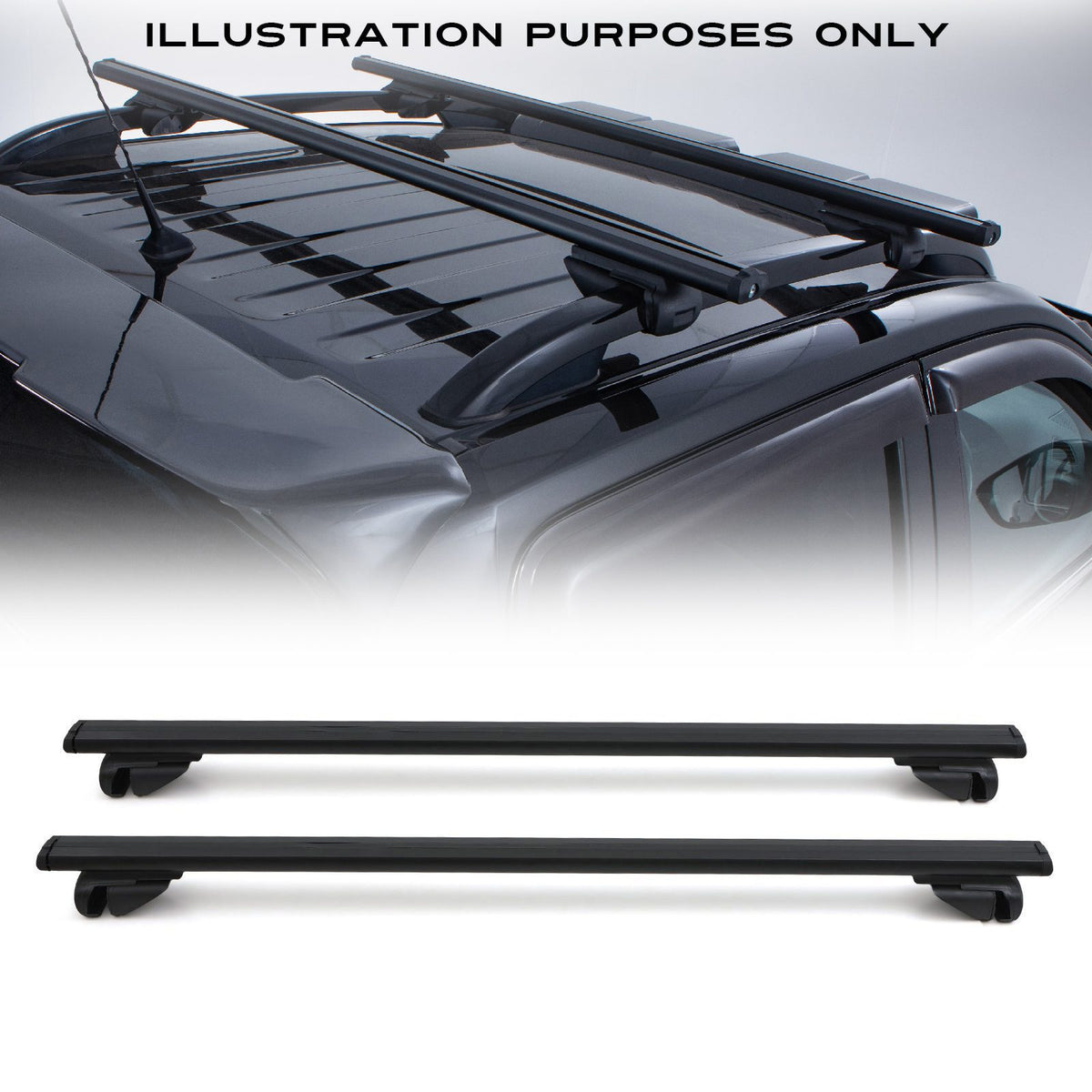 Black Locking Cross Bars for Mitsubishi L200 Series 5 &amp; Series 6 2015+