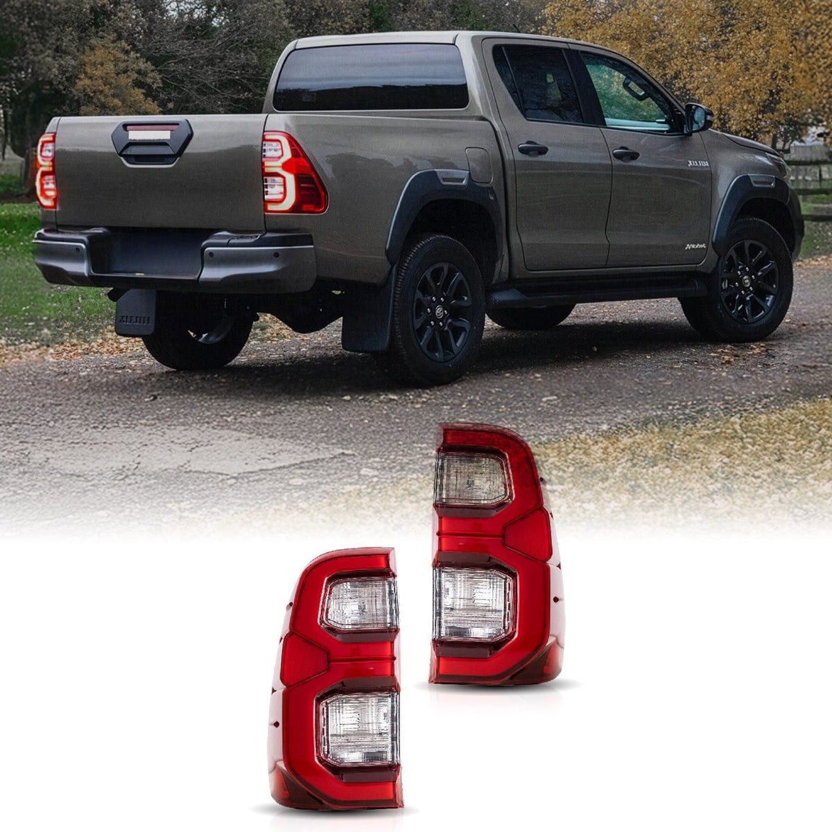 Red LED Tail Lights for Toyota Hilux MK8 2015-2021