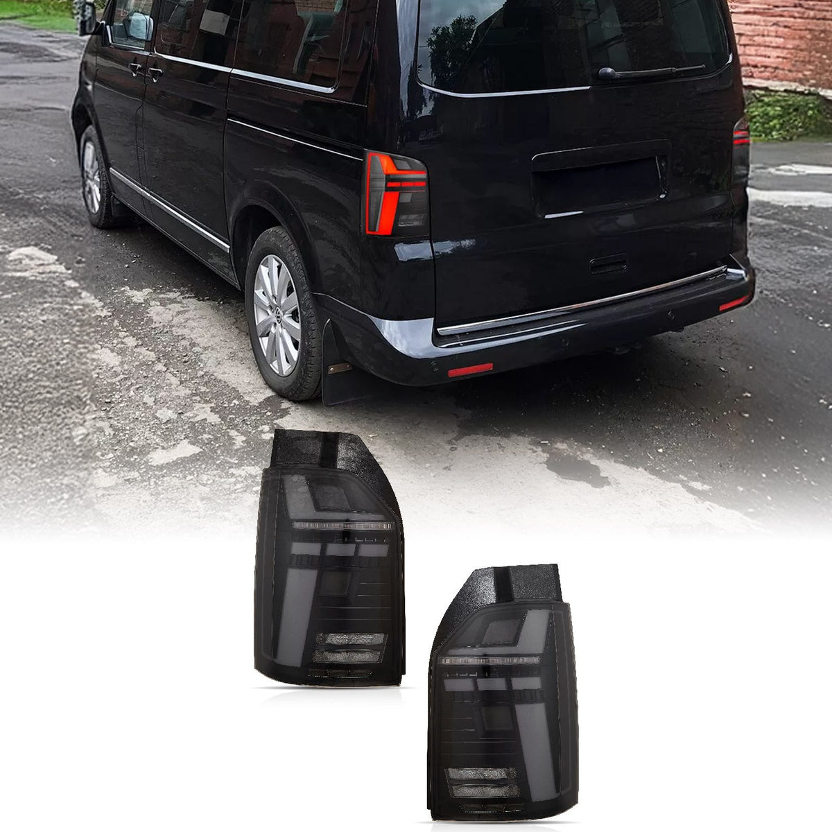 Smoked Rear LED Tail Lights for VW Transporter T6 T6.1 15-24