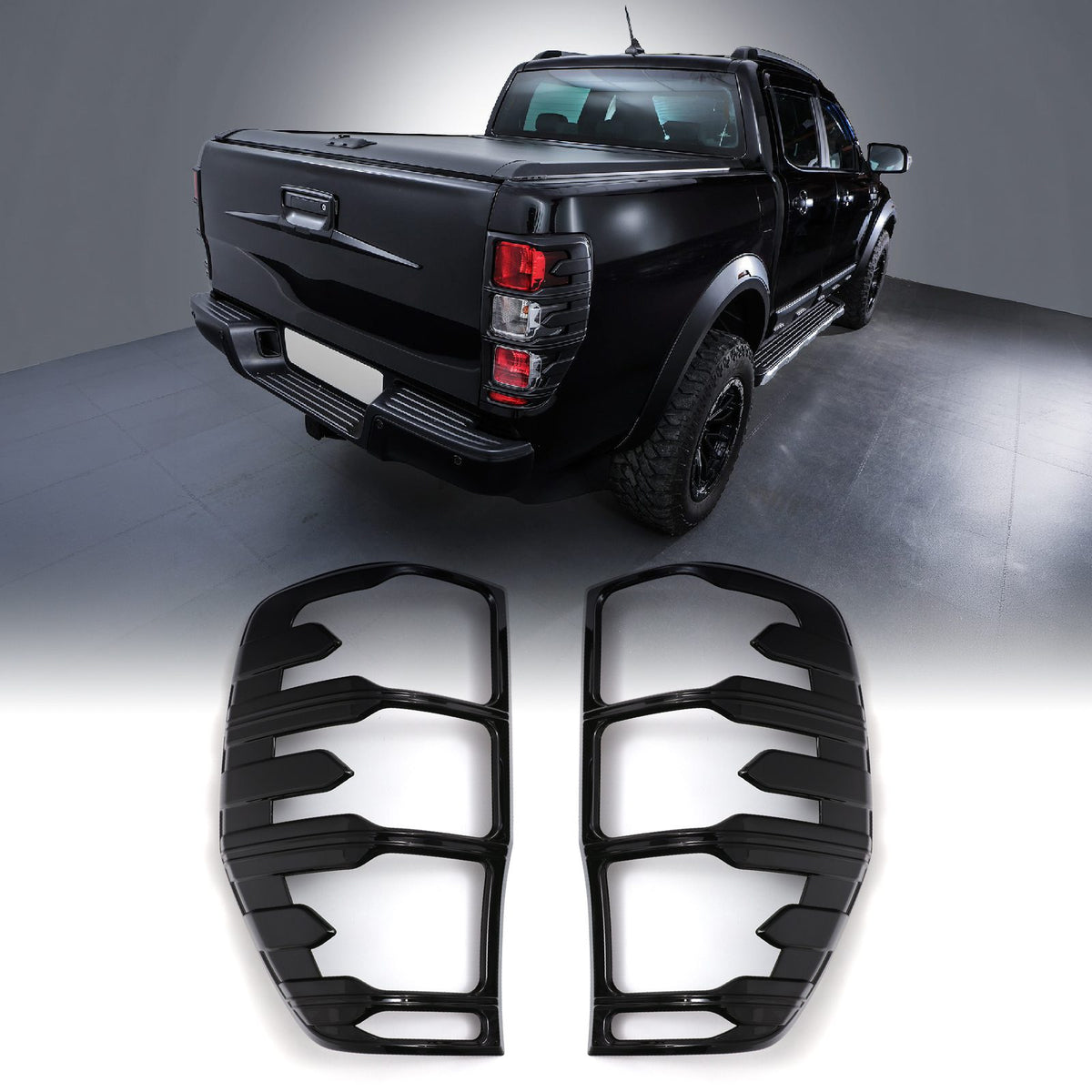 Gloss Black Tail Light Trims for Ford Ranger T6 T7 T8 2012-2021