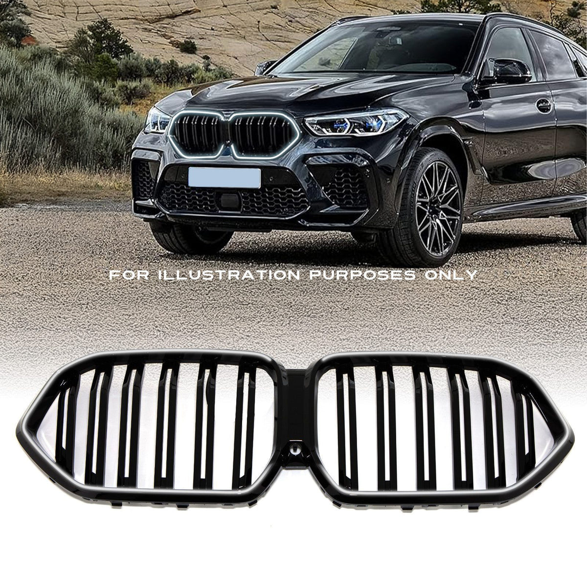 Gloss Black LED Front Grille for BMW X6 G06 19-23