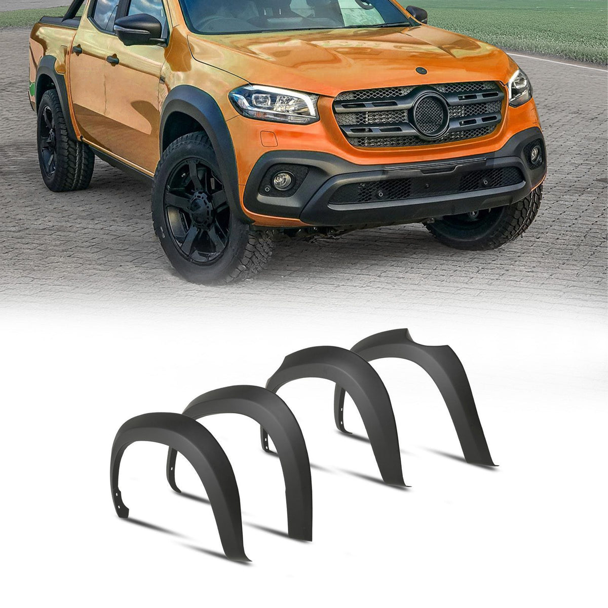Matte Black 60mm Wheel Arch Fender Flare Kit for Mercedes X-Class 2018-2020