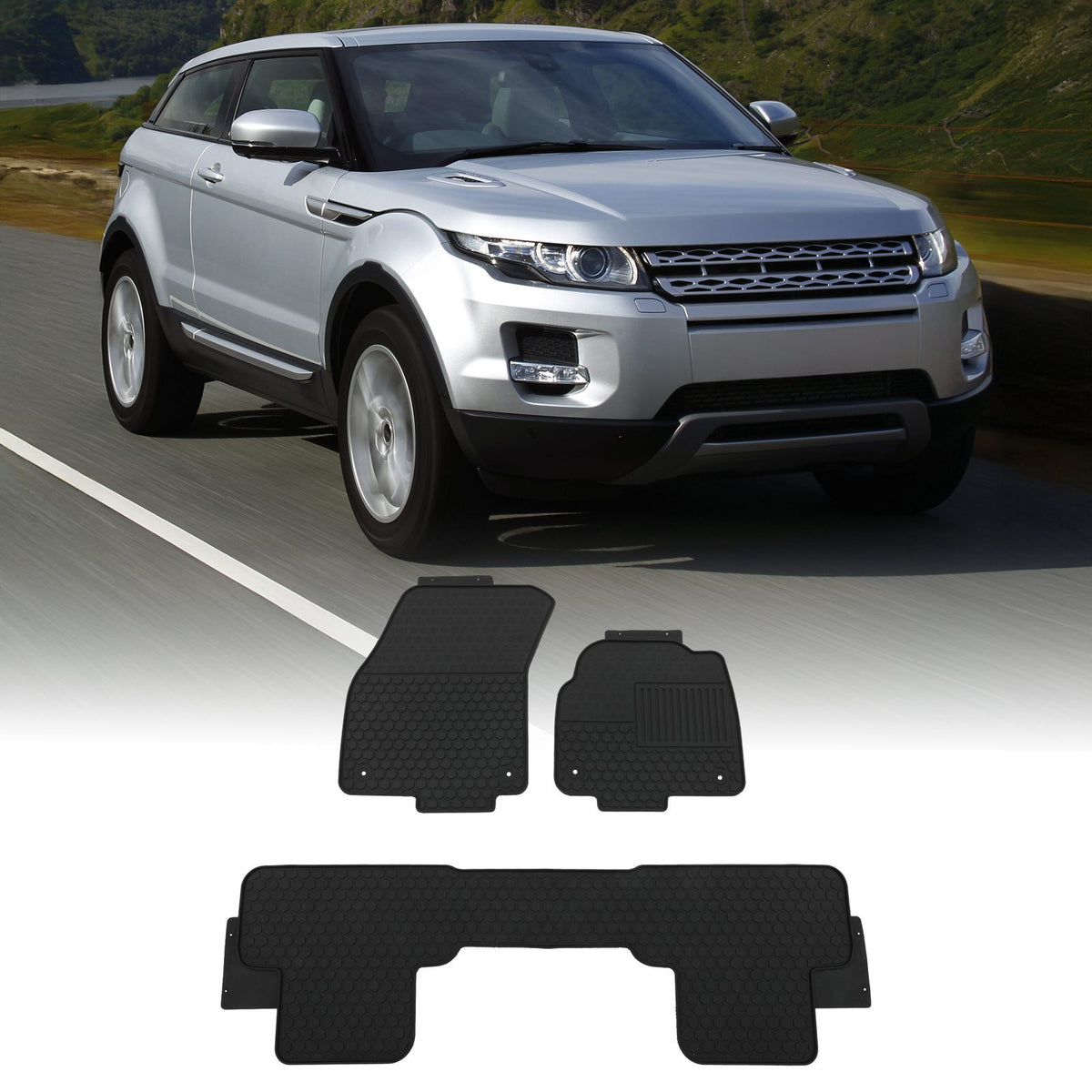 Black Rubber Car Mats for Range Rover Evoque L538 11-18