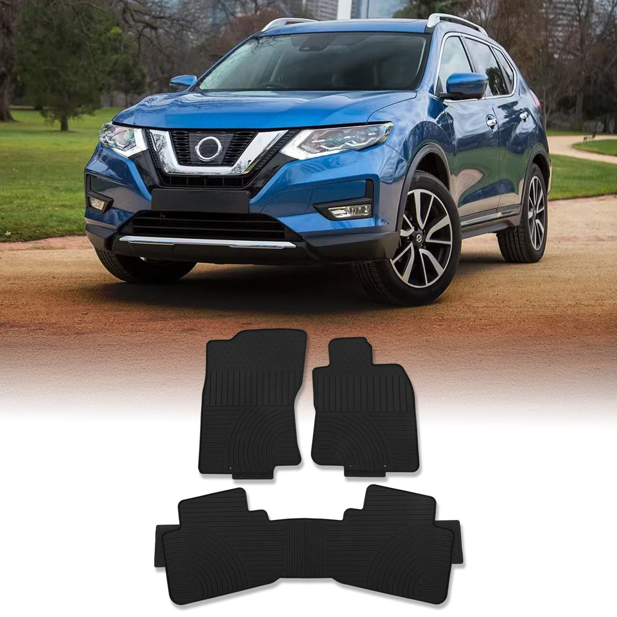 Black Rubber Car Mats for Nissan X-Trail T32 14-21