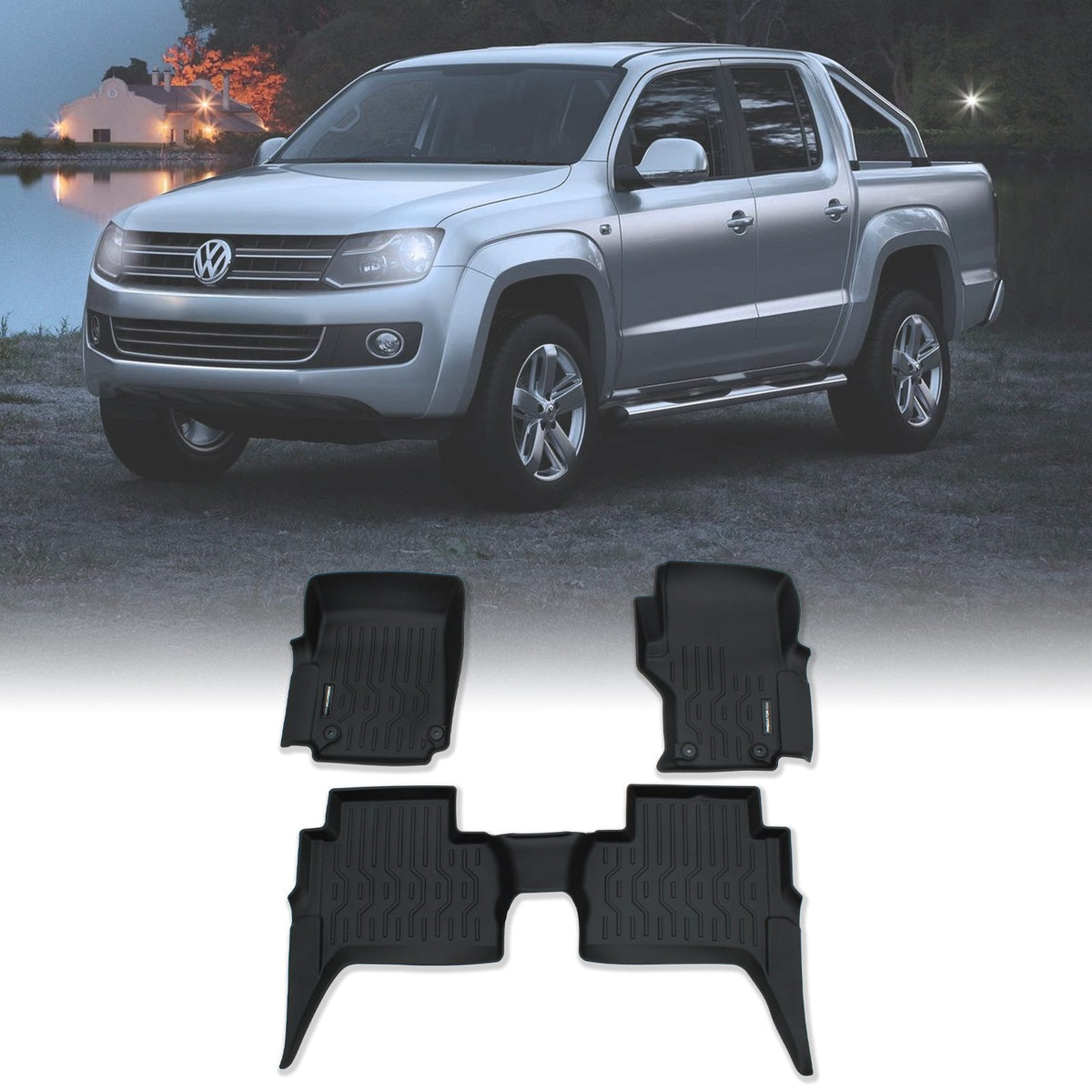 Rubber Floor Mats for Volkswagen Amarok Automatic MK1 10-20