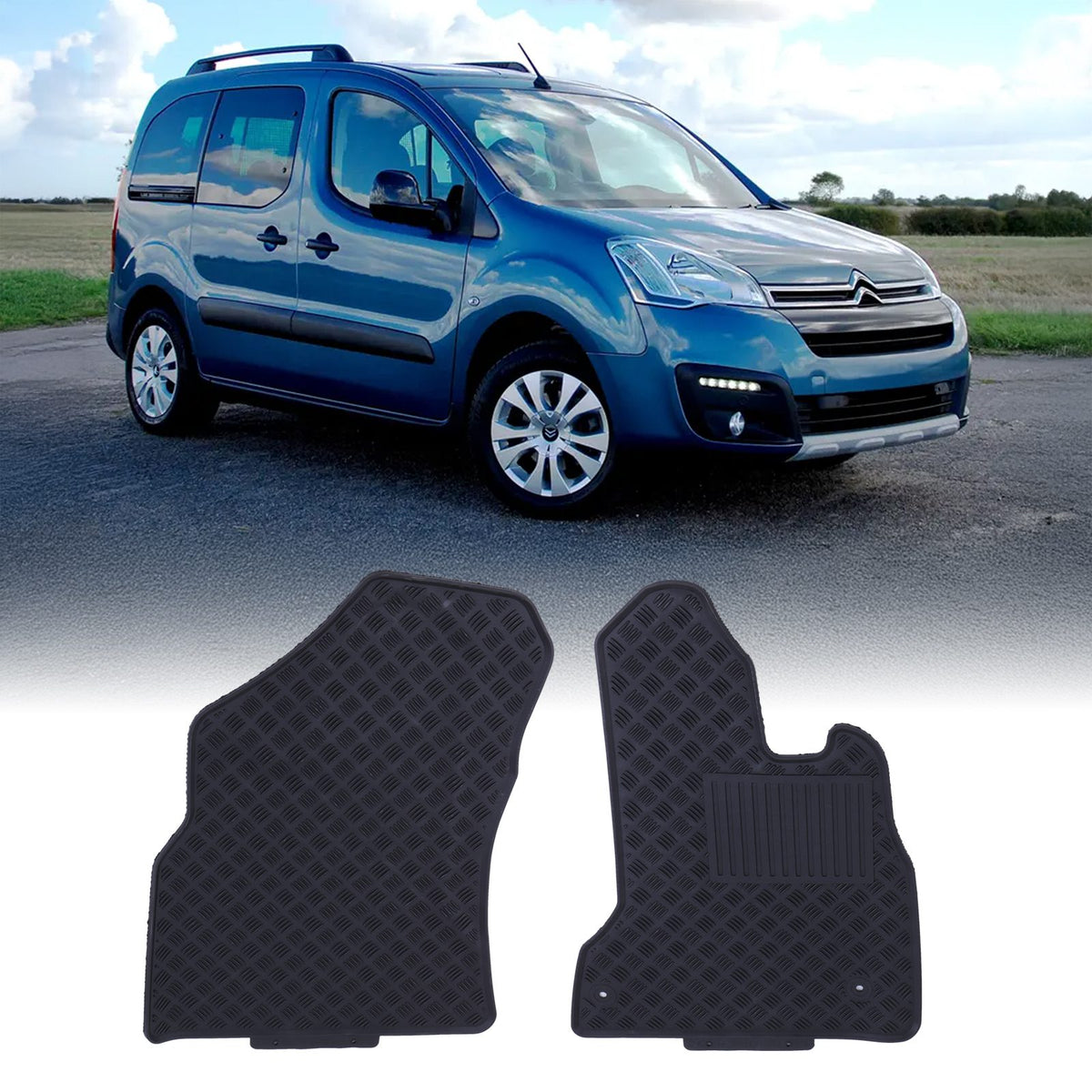 Black Floor Mats Set for Citroen Berlingo MK2 08-17