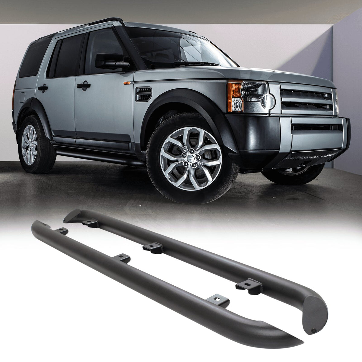 Stainless Steel Black Side Bars for Land Rover Discovery 3 &amp; 4 L319 04-16