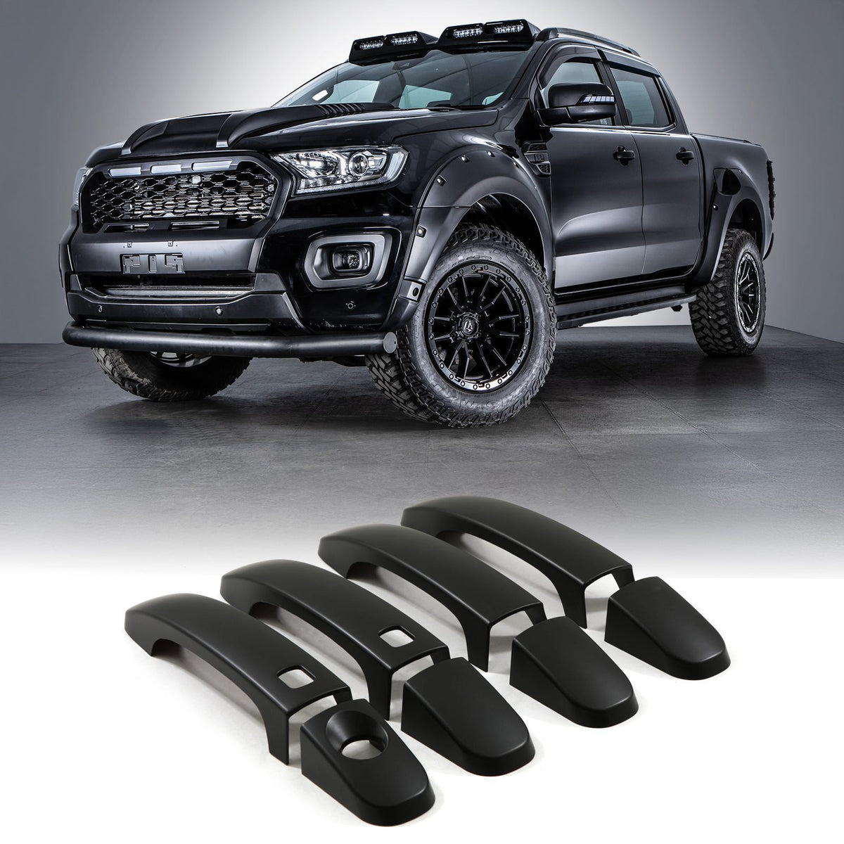 Black Door Handle Covers for Ford Ranger T8 18-21