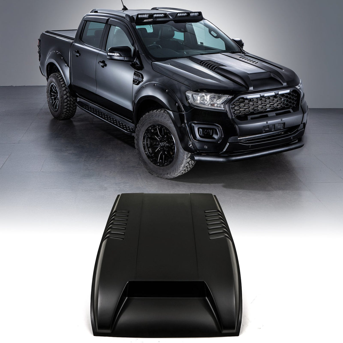 Matte Black Raptor Style Bonnet Vent Cover for Ford Ranger T7 T8 15-22