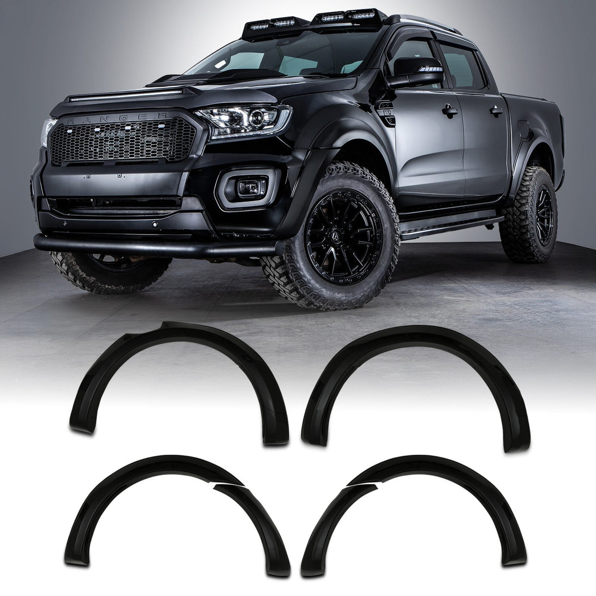 70mm OEM Style Gloss Black Wheel Arches Kit for Ford Ranger T8 18-21