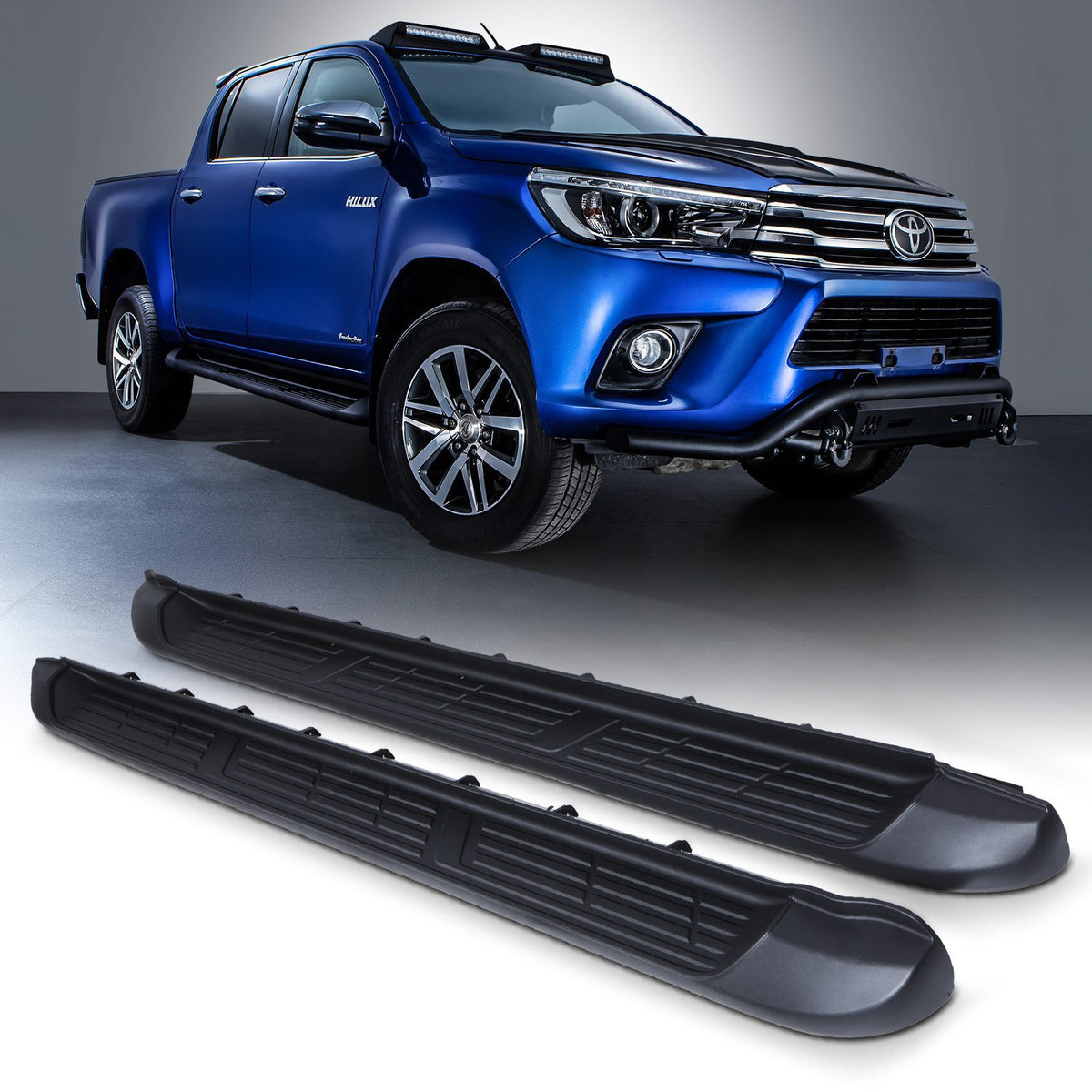 Black Side Steps for Toyota Hilux MK8 Revo 2015+