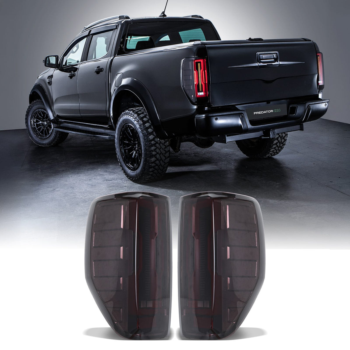 Smoked LED AMG Style Rear Tail Lights for Ford Ranger T6 T7 T8 2012-2022