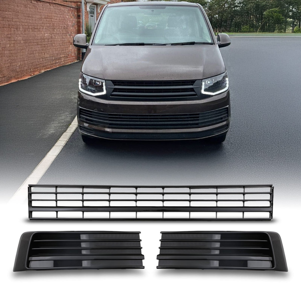Front Bumper Grilles With Trims for VW T6 Transporter 2016+