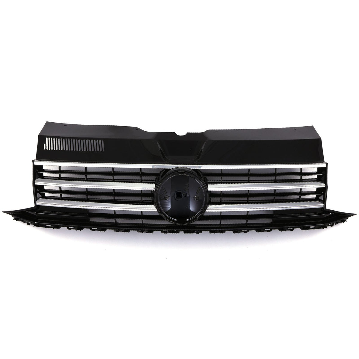 Gloss Black Badged Front Bumper Grille Chrome Trim for VW Transporter T6 16-19